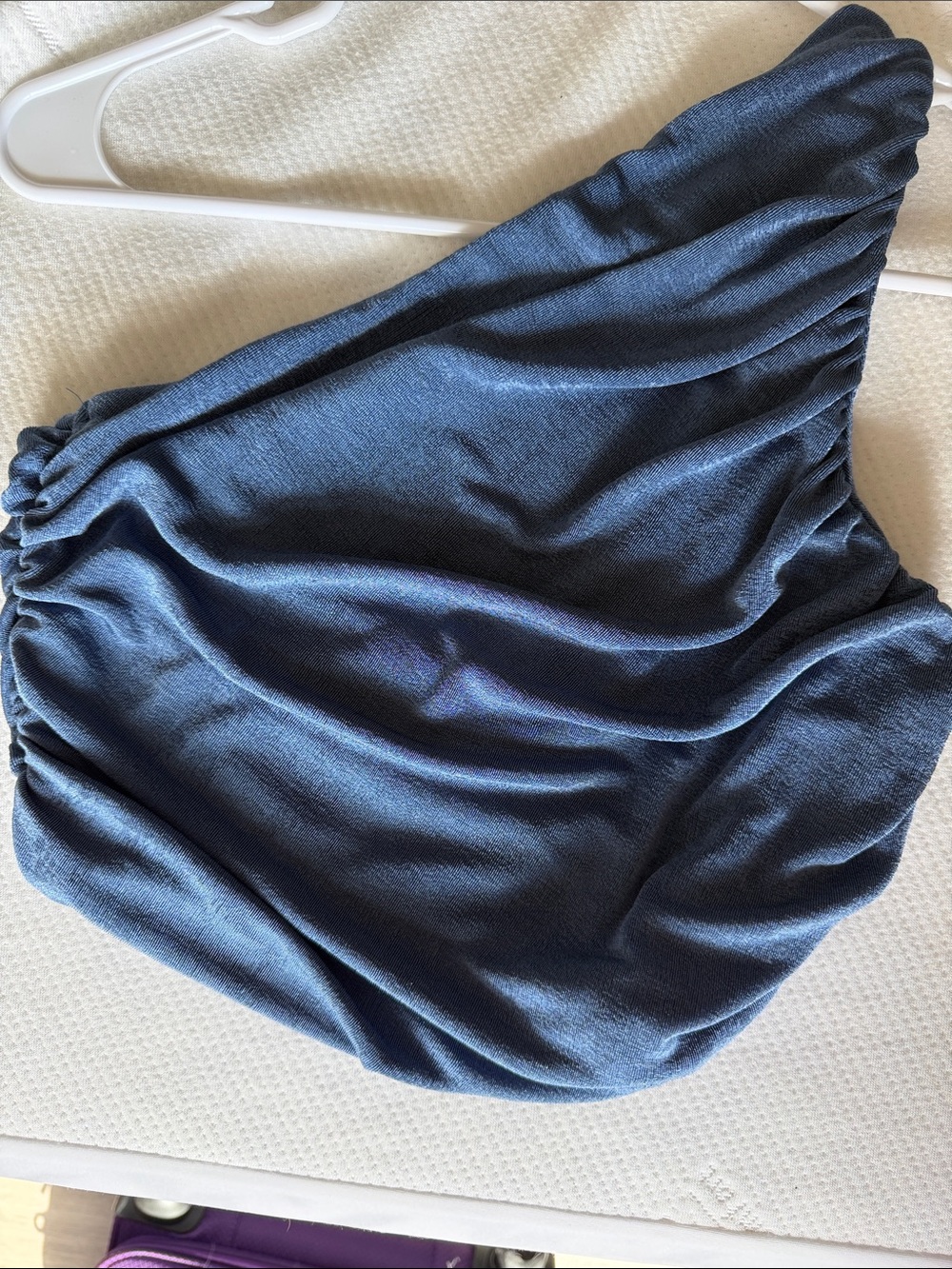 Stale Blue AND Teal One Shoulder Scrunch Top